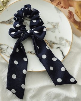 scrunchie stip met strik , donkerblauw