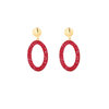 Ovalen glitter oorbellen - Rood/Goud