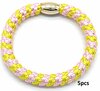Haarelastieken set/5 - Roze/Geel