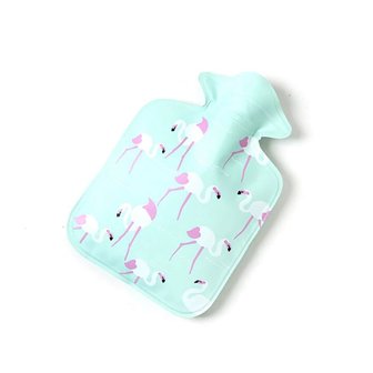 Handwarmer / Mini kruik blauw met flamingo print , groot model