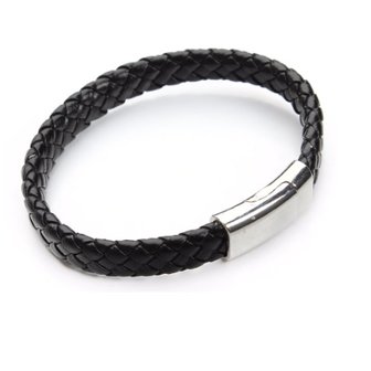 Gevlochten heren armband - Zwart