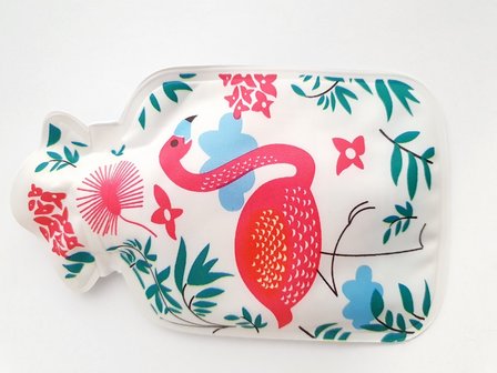 Handwarmer/kruikje wit met flamingo