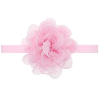 Baby/kinder haarband grote bloem - Licht roze