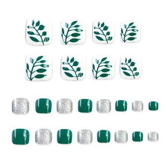 Nep teen nagels - Groen/Wit