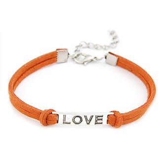 Armband love - oranjebruin