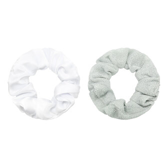 scrunchie set glitter wit/zilver