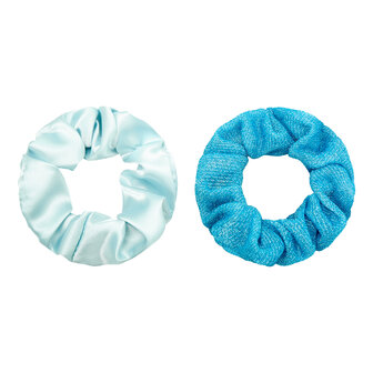 Scrunchie set glitter - Blauw