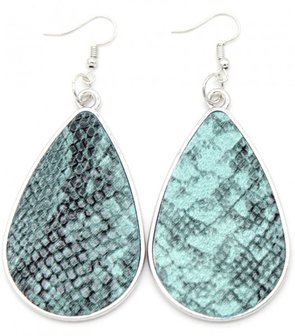 Oorbellen druppel snakeskin - Blauw