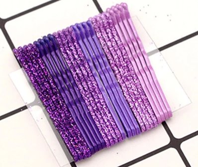 Schuifspeldjes paars lila met glitter