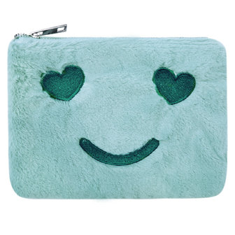 Toilet/make-up tas pluche heart smile - Groen