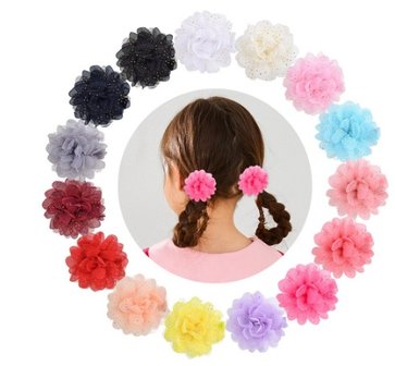 Haarspeldje glitter bloem - Diverse kleuren