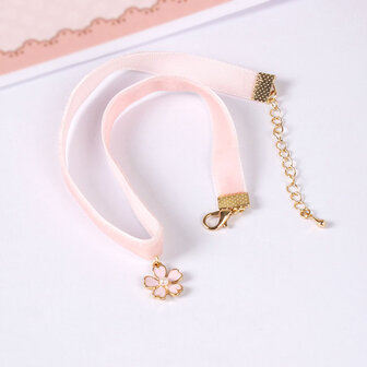 Choker roze bloem