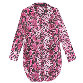 Lange blouse snake print fuchia - Maat 1