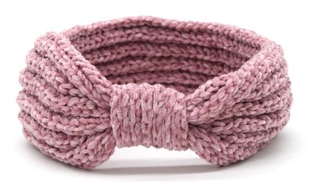 Knitted bow headband - Vintage roze