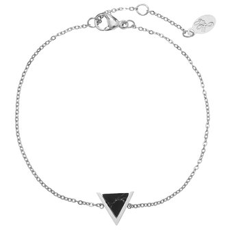 Armband marble triangle - Zwart/Zilver