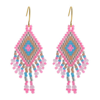 Oorbellen beaded dream - Roze