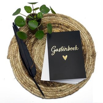 B KEUZE Gastenboek invulkaarten - zwart/goud 