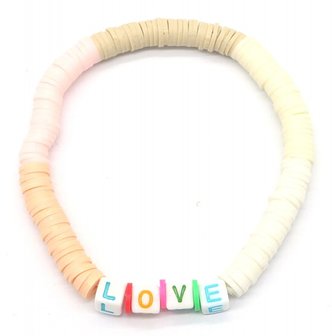 Katsuki armband love - Creme/zalm