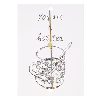 Wenskaart met armband - You are a hot tea / bruin