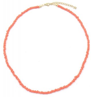 Ketting glass beads - koraal roze