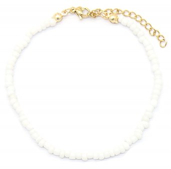 Armband glass beads - Wit