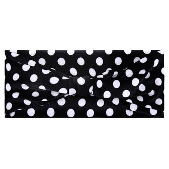 Velvet haarband dots - Zwart/wit