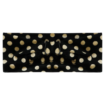 Velvet haarband dots - Zwart/Beige