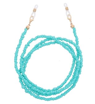 Brillenkoordje beads - Blauwgroen