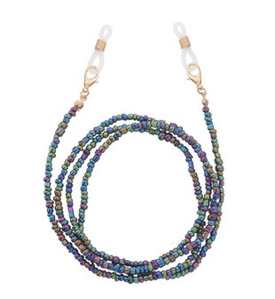 Brillenkoordje beads - Glanzend groen/paars/blauw