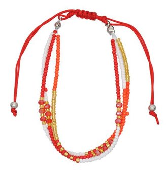 Armband seed beads - Oranje/rood/wit