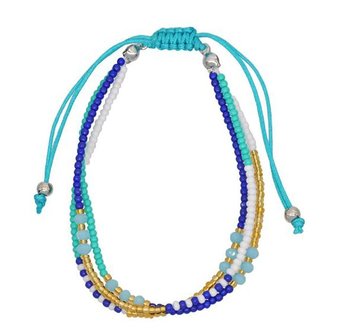 Armband seed beads - Blauw/wit/Goud