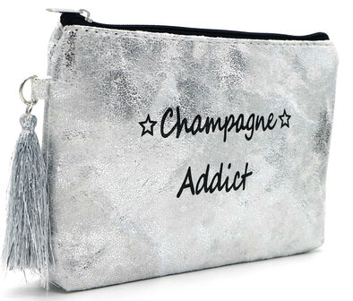 Make-up/Toilet tas champagne addict - Zilver