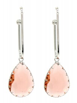 Oorbellen kristal dreams - Zilver/Champagne roze