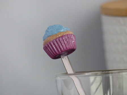 Handmade theelepeltje - Cupcake blue/pink