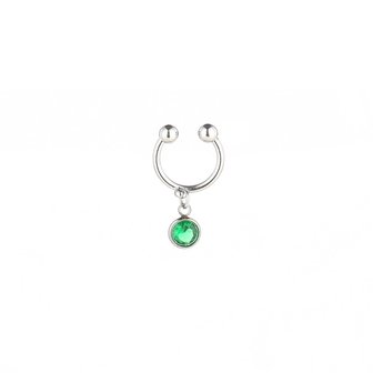 Earcuff strass - Zilver/Groen