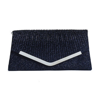 Gala tasje/clutch V - Zwart/Blauw