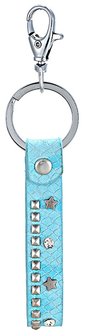 Sleutel/tas hanger leather strap studs - Blauw