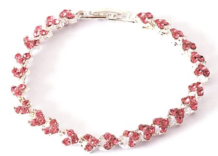 Strass armband heart - Roze