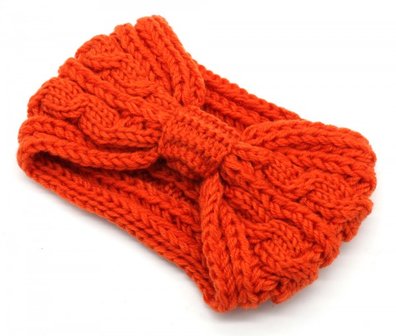 Knitted bow headband - Oranje