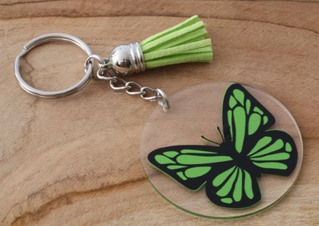 Sleutel/tas hanger vlinder - Groen