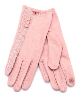 Handschoenen button - Roze