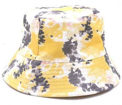 bucket hat tie dye geel grijs