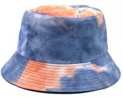  Bucket Hat  tie dye- Blauw/oranje