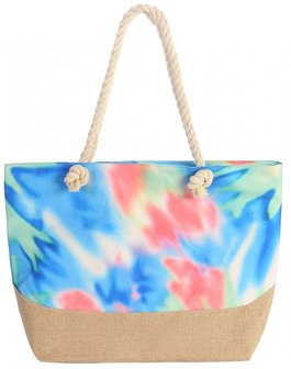 Strandtas tie dye  blauw