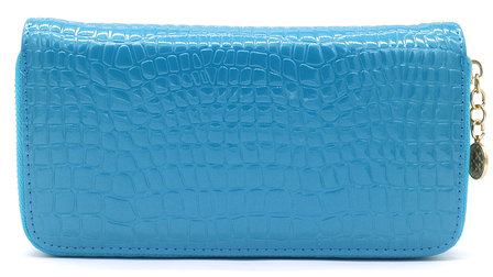 Dubbele portemonnee croco - Blauw