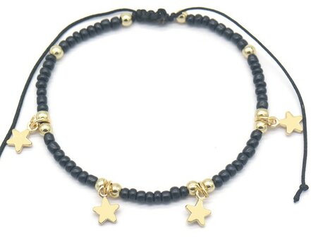 Armbandje golden stars - Zwart