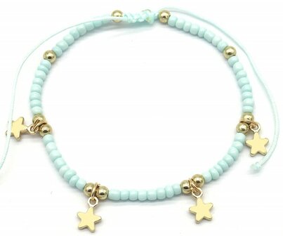 Armbandje golden stars - Blauw