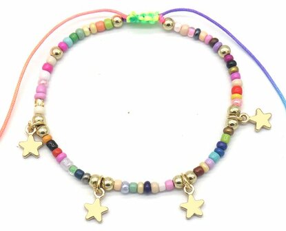 Armbandje golden stars - Multi