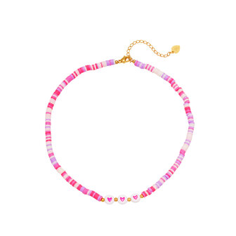 Meisjes ketting hearts - Roze