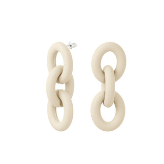 Oorbellen acryl chain - Beige